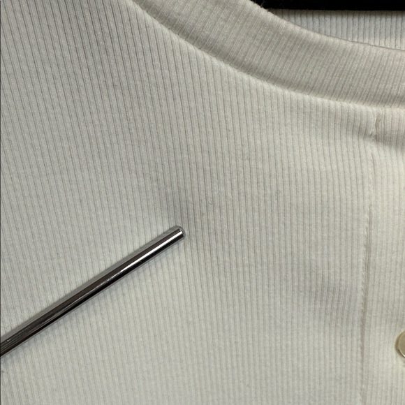 Riley & Rae White Ribbed Cardigan Top XL Button Front Cropped - Picture 7 of 10